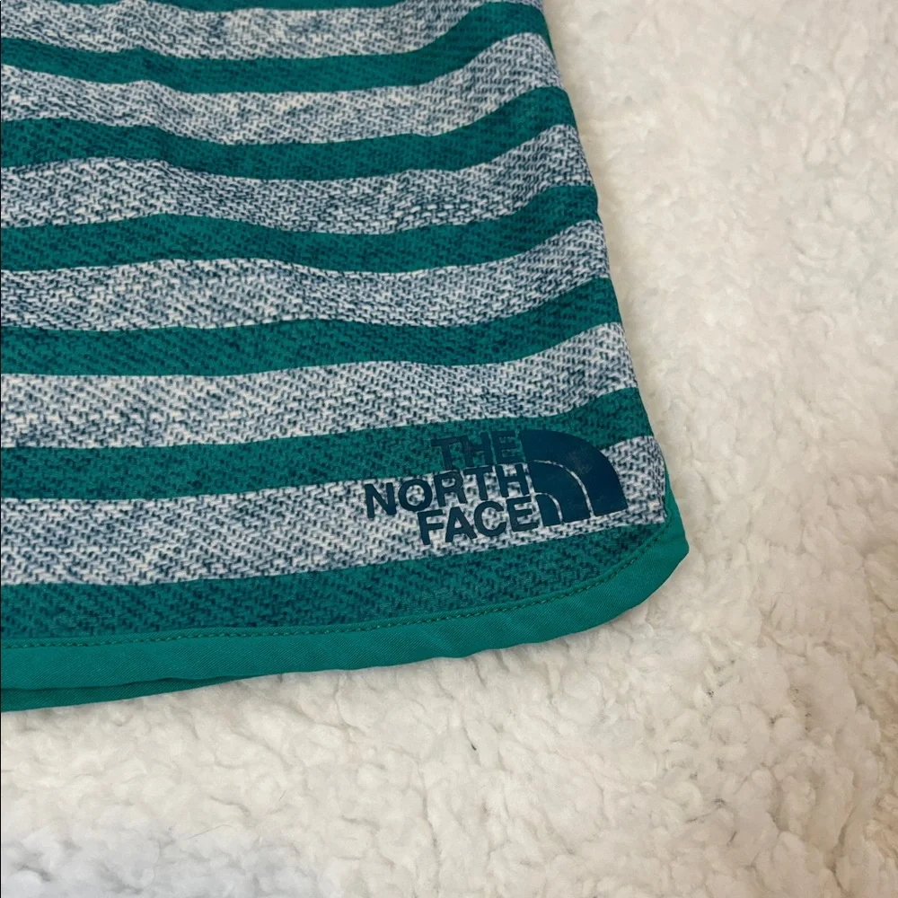 The North Face Teal green blue striped swim trunks board shorts size 30
